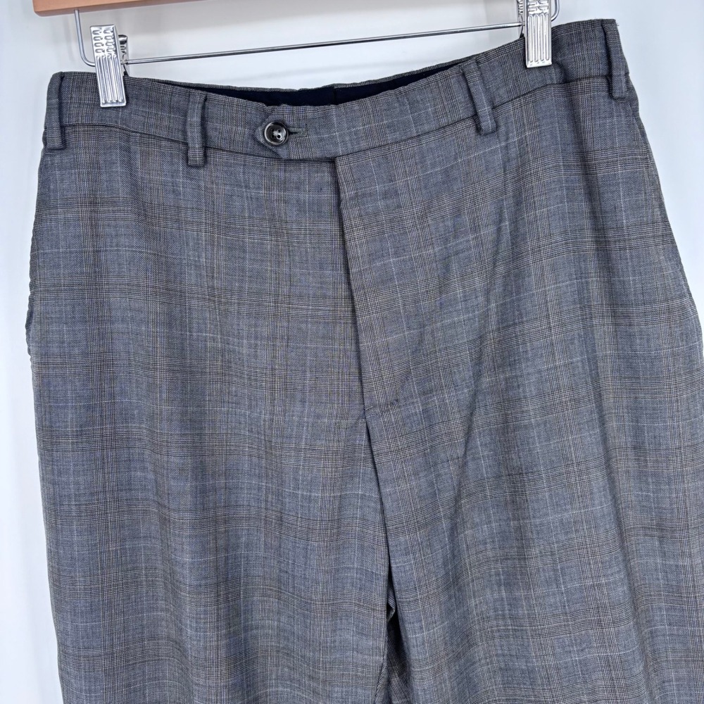 Armani Collezioni Wool Dress Pants Mens 29x28 Grey Glen‎ Plaid Trousers Italy